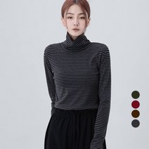 어썸어라운드 여성용 스트라이프 폴라 티셔츠