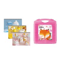 몰랑이 두툼 미술용 스케치북 170g x 3p + 모나미 모니주 가방파스 24색 문구세트, 랜덤발송(스케치북), 여(크레파스), 1세트
