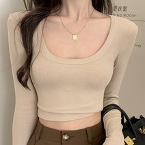 루나걸 여성용 보네타 U넥 슬림핏 티셔츠