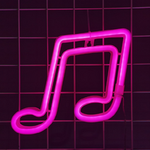 새로그린 음표 USB 건전지 LED 네온사인, 핑크