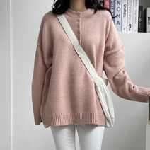 슈가펀 여성용 모넌 버튼 루즈핏니트