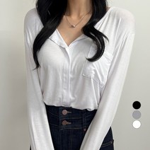 밀키버터 여성용 찰랑 포켓 긴팔 티셔츠