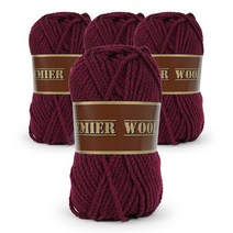 쎄비 프리미어 울 목도리 뜨개실 4p, 2302 와인