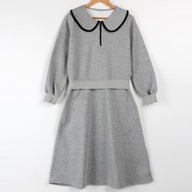 빼빼 여성용 기모 안감 집업 카라넥 플레어 롱 원피스