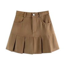 MA 원버튼 A라인 밑단 플리츠 스커트