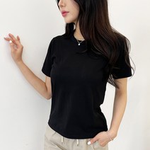 가비진 여성용 반팔 스판 기본 레이어드 티셔츠