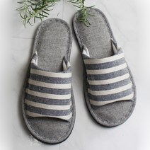 엠제이트레이딩 린넨 클래식 스프라이트 실내화, 스트라이프 그레이