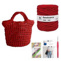 yarna 르네상스 데일리백 DIY 패키지, 빨강(실), 랜덤발송(코바늘), 1세트
