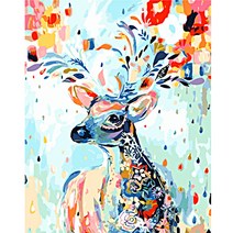 순잠 깜찍 모던 수채화 유채화 캐릭터 그림그리기 DIY 세트 40 x 50 x 1.6 cm, 30 레인보우 사슴
