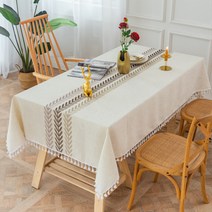 마켓에이 센터 꽃잎자수 테이블보, 베이지, 140 x 360 cm