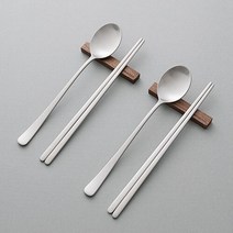 에델코첸 몬드 베이직 한수저 + 수저받침 2인조 세트 TYS-K8XXX-2PAXX-MO, 숟가락 2p + 젓가락 2p + 수저받침 2p, 무광(수저)