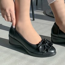 제이슈 천연소가죽 레벨 리본 통굽 슈즈