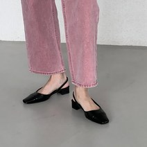 여성용 퓨리 배색 슬링백 힐 C253_1191