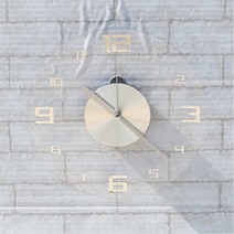 인비저블랙팅 무소음 벽시계 지름 30cm, 투명 + 실버
