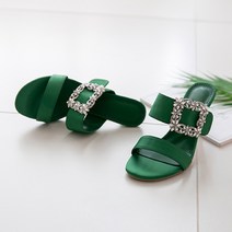 첫걸음 여성용 플로버 큐빅 뮬 슬리퍼 8cm