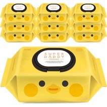 슈퍼대디 프렌즈 병아리 유아 물티슈 캡형, 10팩, 70매