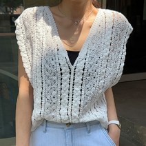 시크폭스 여성용 타시즈 캡소매 뜨개 나시