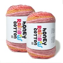 니뜨 허니 레인보우 코튼 나염 그라데이션 실 100g x 2p, 520 핑크오렌지, 2개