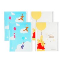 디즈니 푸 클리어 지퍼 파일 2종 x 2p 세트, 민트, 화이트, 1세트