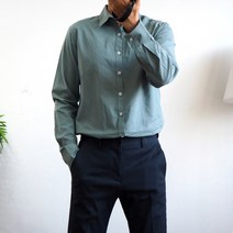 남성용 프리미엄 캐주얼 면 린넨 기본핏 긴팔 셔츠