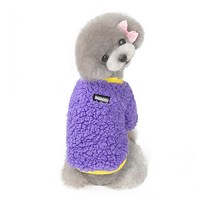 강아지 부드럽고 폭신폭신한 오색 캔디 플리스 배색 스웨터, 퍼플