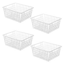 에버하우스 빈티지 다용도 메탈바구니 4P, M, 화이트, 4개