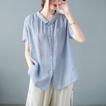 아이엠몽 여성용 루즈핏 모시 면 블라우스 나뚜