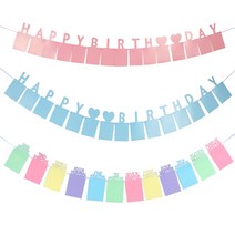 파티쇼 생일 포토 가랜드 1년 성장 기록 + 2종 세트, 블루, 핑크, 1세트