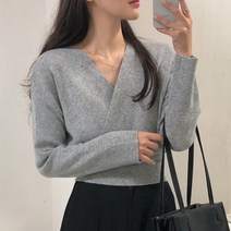 체리체리 여성용 소프트 브이 랩 니트