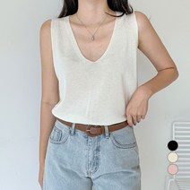 무드인더 여성용 브이넥 스카시 니트민소매