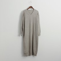 어반프랑 여성용 주드 캐시미어 브이넥 루즈핏 골지 니트 롱원피스