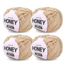 니뜨 허니 3ply 뜨개실 45g x 4p + 무료 도안 세트, 17 연베이지