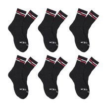 K2 여성용 safety 스포츠 크루삭스 장목 양말 6켤레 세트, 블랙