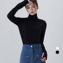 어썸어라운드 여성용 기모 워머 목폴라 티셔츠