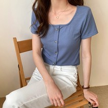 포플러앤씨 여성용 로티아 니트 반팔티