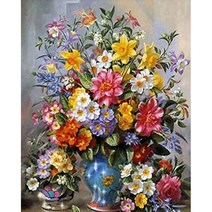알로데 모란 꽃 식물 화병 DIY 보석십자수 라운드 30 x 40 cm, 01, 1개