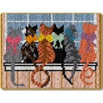 알로데 고양이 카페트 러그 DIY스킬자수세트 영문버전 흰색인쇄메쉬, 1세트, NO_01