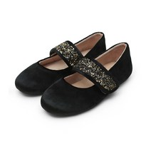 빔보빔바 여아용 벨벳 글리터 플랫 구두