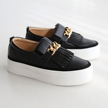 단골언니 여성용 쇼파드 골드체인 프린지 키높이 통굽 슬립온