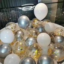 파티풍선, 50개, 화이트 앤 실버