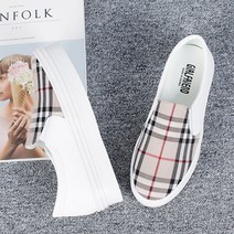 여성용 통굽 체크 에스파 슬립온 4cm