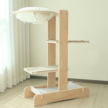 캣츠빌 고무나무 UV코팅 원목 아쭈 캣타워 H A타입, 아이보리(천해먹 상단), 레드블루(하단), 브라운(카페트), 1개
