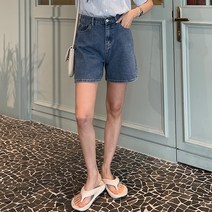 프롬미스 여성용 선데이 워싱 4부 청반바지