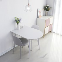 참갤러리 반타원 800 세라믹 식탁 세트 2인용 방문설치, 식탁(화이트), 의자(그레이, 화이트)