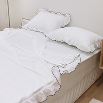 슈에뜨룸 시원한 뱀부 시어서커 여름 프릴 홑이불 2p, 퓨어화이트