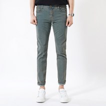 언탭트 남성용 4컬러 편안한 히든밴딩 9부 스판 청바지