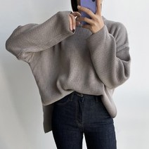 오오엘 여성용 루즈핏 비비드 라운드 니트