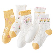 제이셀 여아용 소녀 꽃밭에서 양말 F108 5종 세트