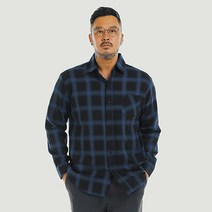 파이브엑스라지 남성용 오버핏 체크 패턴 포켓 긴팔 셔츠