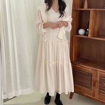 비엔엑스 이중 셔링 캉캉 롱 원피스